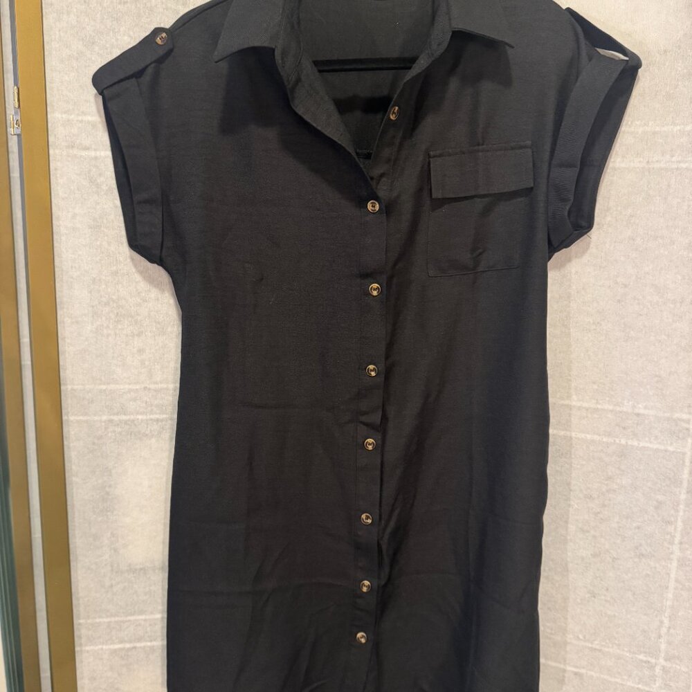 SHEIN Button Down Dress Black Women's M
